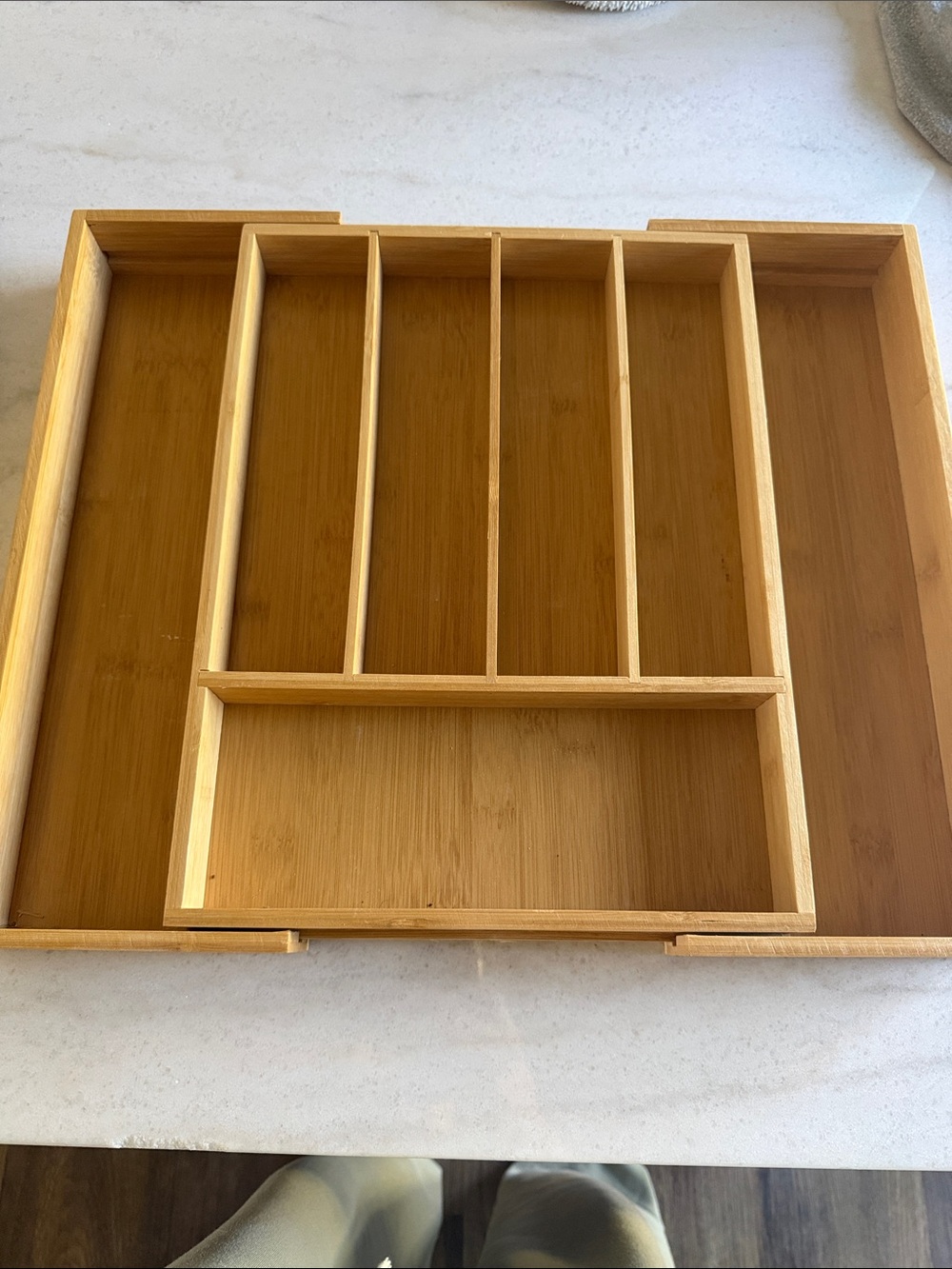 Bamboo Drawer Organizer Tray - Natural Bamboo Cutlery & Utensil Organizer